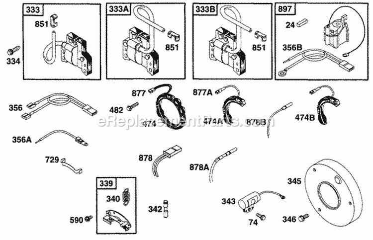 Elect Diagram and Parts List for 222413-0706-01  Briggs and Stratton Engine